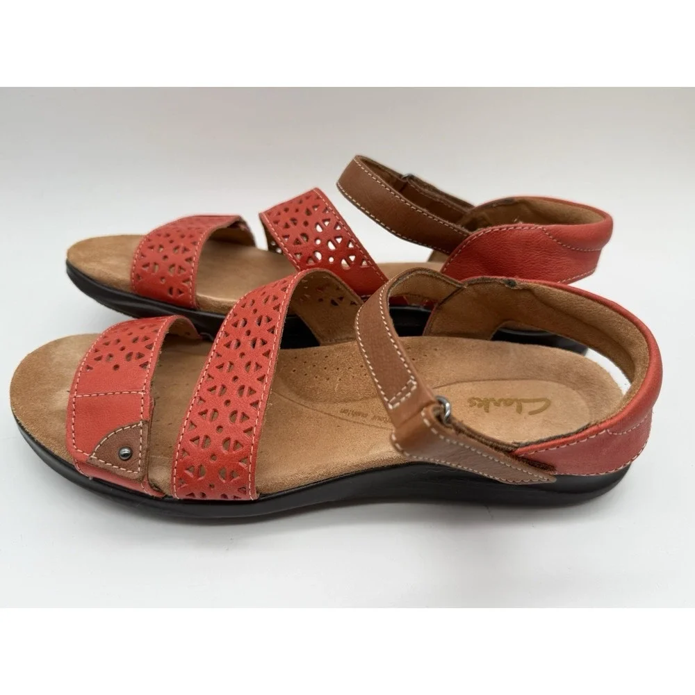 Clarks Kitly Way Women Size US 9M/UK‎ 6.5 Cut Out Detailed Strappy Wedge Sandals